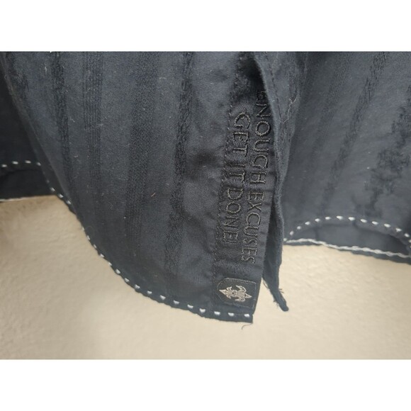 ROAR Dress Shirt LG Mens Graphic Black Embroidered Artsy Rodeo Strong Cowboy - Picture 8 of 16